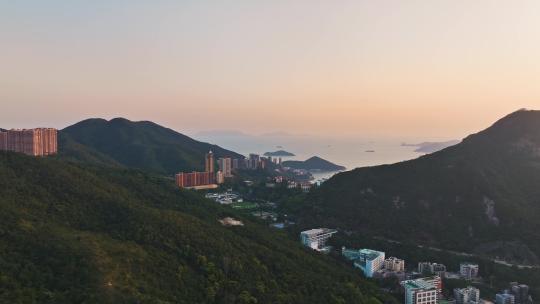 航拍香港海边山景