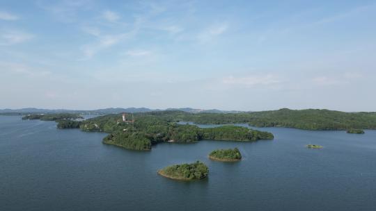 航拍湖北武汉黄陂区木兰湖景区