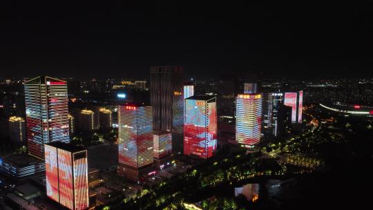淄博CBD夜景航拍视频素材模板下载