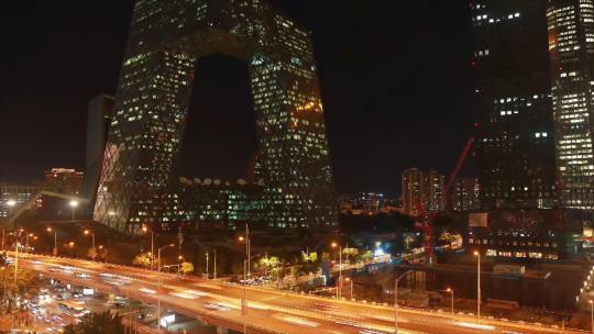 中国尊中央电视台延时逐格延时城市夜景视频素材模板下载