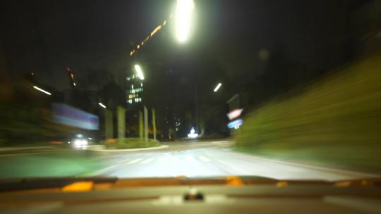 夜间城市开车POV延时摄影
