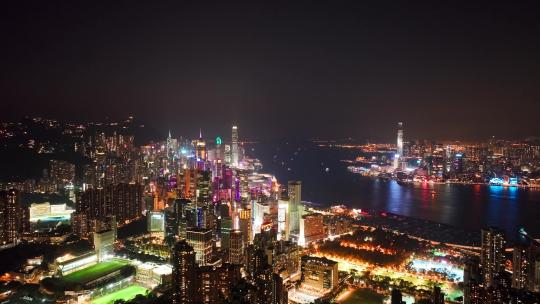 航拍香港半岛城市夜景