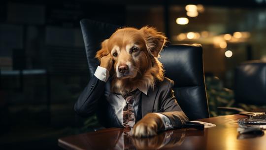 加班狗笔记本电脑狗狗训练工作狂宠物狗商人高清在线视频素材下载