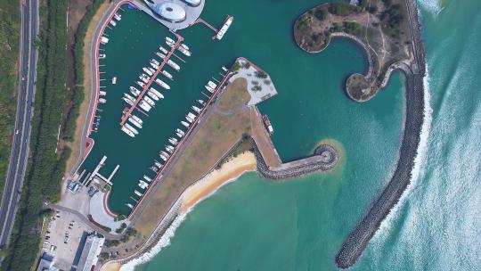 海南华润石梅湾国际游艇码头风景视频素材模板下载