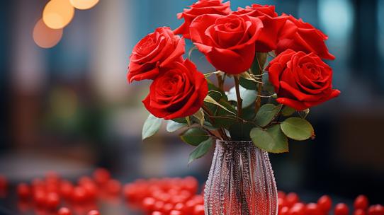 玫瑰花鲜花花瓣浪漫红玫瑰花束玫瑰绽放美丽