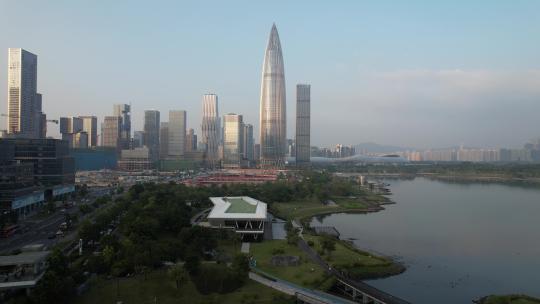 深圳城市风光，人才公园，中国华润大厦航拍