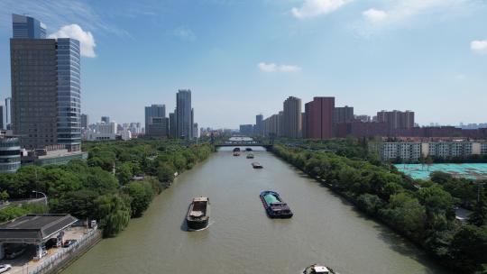 航拍江苏无锡京杭运河视频素材模板下载