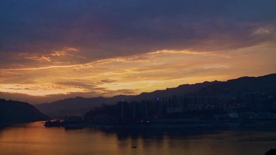 长江三峡夕阳黄昏晚霞