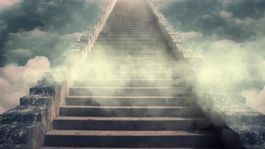 动画-通往天堂的台阶，云中的楼梯通向天堂的大门