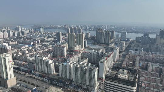 辽宁丹东城市高楼风光航拍