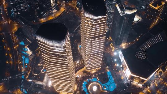 上海陆家嘴夜景延时航拍视频素材模板下载