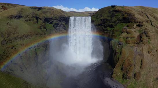 冰岛斯科加瀑布航拍4K