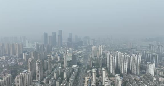 阴雨天福州航拍城市下雨天建筑云雾缭绕风光