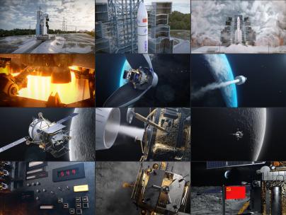 科技宇宙航天空间站登月(加长版)视频素材模板下载
