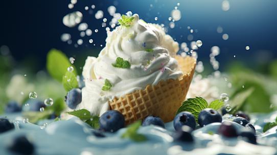 冰淇淋蓝莓牛奶新鲜饮料甜点乳制品冰激凌