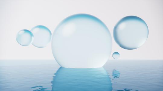 透明球体与水面3D渲染