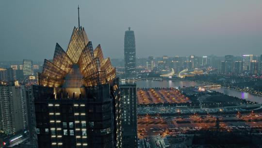 航拍郑州cbd夜景城市夜景繁华都市