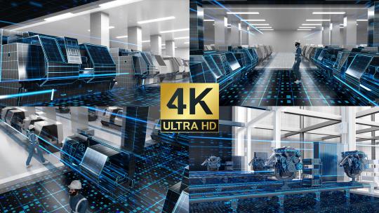 数字化车间智慧工厂智能科技制造发动机C4D高清AE视频素材下载