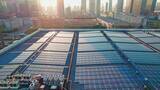 城市屋顶太阳能板光伏 太阳能 新能源高清在线视频素材下载