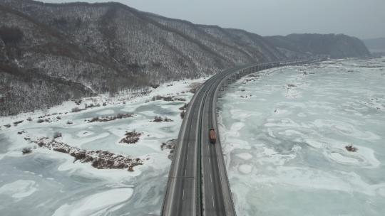 辽宁G11鹤大高速公路雪景风光航拍