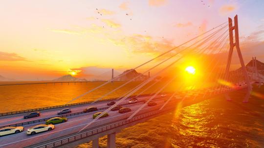 跨海斜拉桥航拍视频素材模板下载