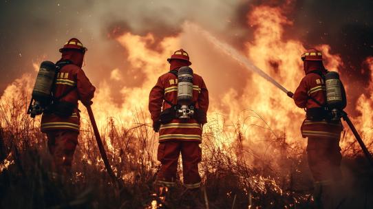 森林火灾山林着火消防员灭火视频素材模板下载