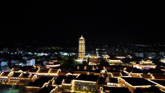 航拍江西抚州文昌里历史文化街区夜景视频素材模板下载