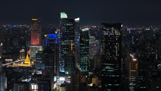 上海静安区夜景航拍