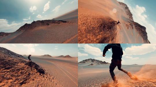 沙漠戈壁跑酷越野跑高清在线视频素材下载