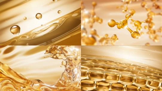 金色精华 玻尿酸水油分子萃取高清在线视频素材下载