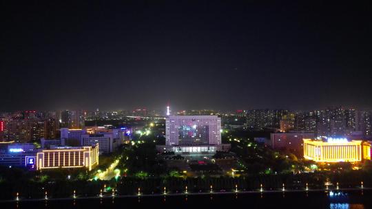 河南洛阳市政府夜景灯光航拍