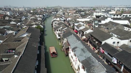 苏州市七里山塘古建筑水乡河流风光