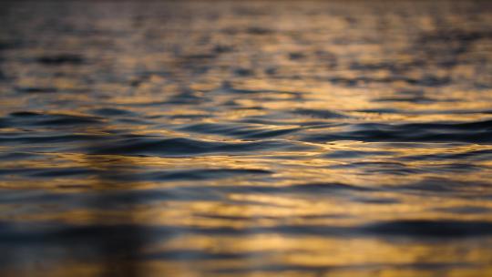 水面湖面金色夕阳水面波浪波光