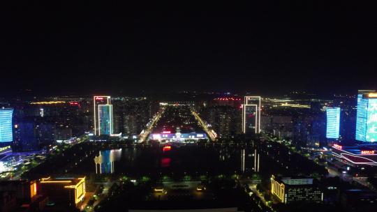 河南洛阳新城夜景灯光航拍