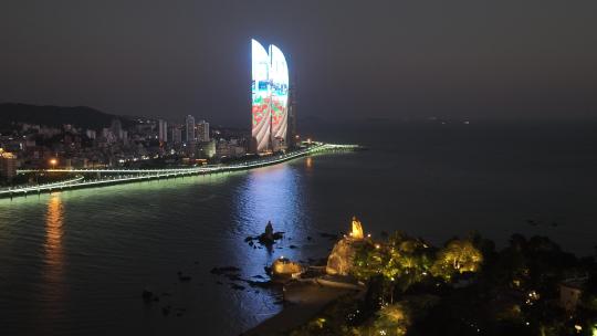 福建厦门鼓浪屿夜景风光航拍