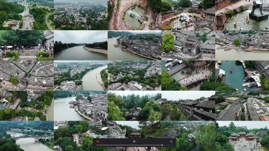 4K航拍成都黄龙溪古镇节日游客多镜头合集高清在线视频素材下载