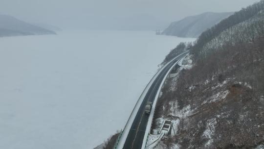 吉林珲春市G331国道边境公路航拍风光