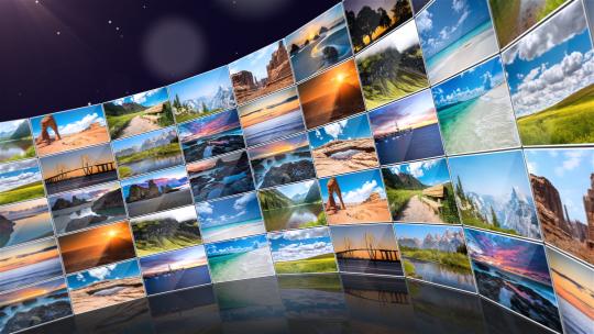 3D弧形滚动照片墙展示ae模板