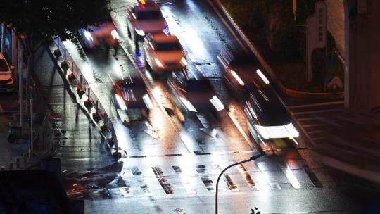 延时摄影城市夜景道路交通车流