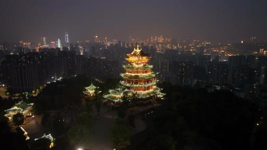 重庆鸿恩寺夜景航拍重庆夜景城市风光风景