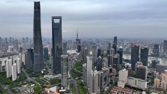 上海证券交易所地标高空日落宣传片航拍视频素材模板下载