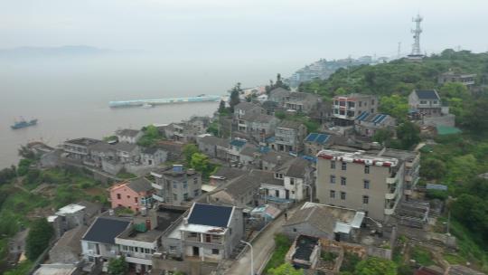 航拍浙江台州玉环市海滨风景