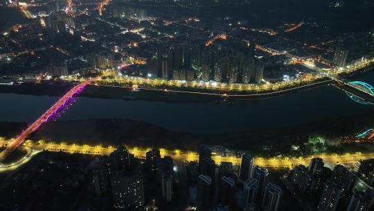 资阳市夜景航拍资阳城市夜景风光夜晚风景