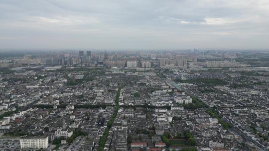 航拍江苏苏州大景城市天际线