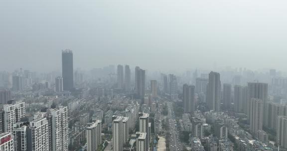 阴雨天福州航拍城市下雨天建筑云雾缭绕风光