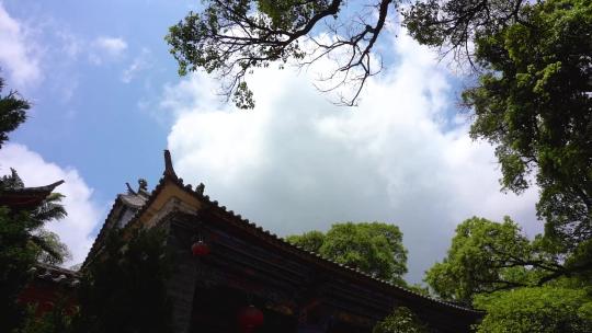 蓝天白云古建筑寺庙唯美自然风光