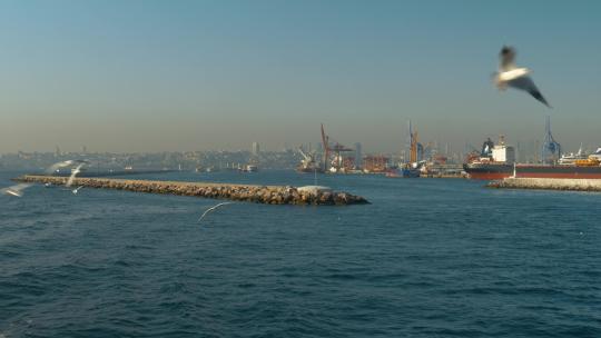 博斯普鲁斯海峡（伊斯坦布尔）轮渡前往卡迪科伊港口