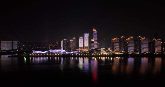 4k长沙夜景航拍夜晚城市