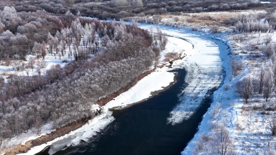 内蒙古雪原扎敦河丛林雾凇