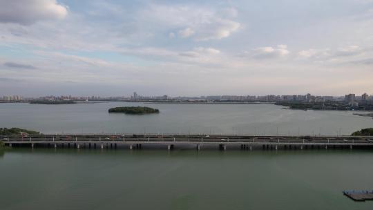 航拍苏州金鸡湖景区金鸡湖大桥视频素材模板下载